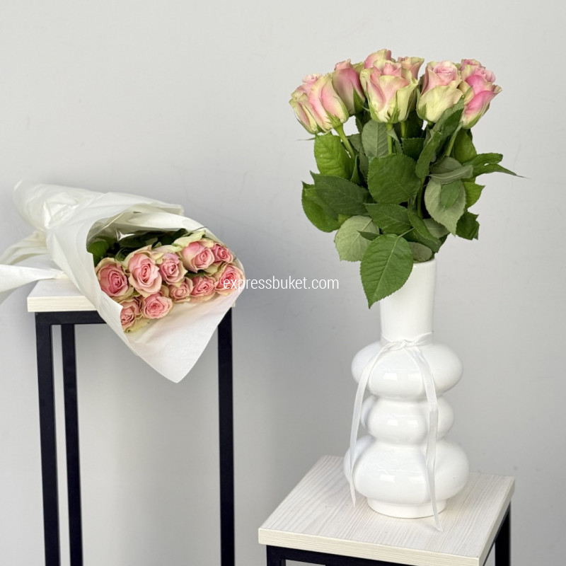 Роза 40см розовая, 10 шт